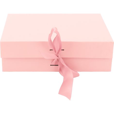 Boîtes cadeaux pliables unies, réutilisables avec ruban pour ranger bijoux, bonbons, bougies, parfum - Rose (1/5)