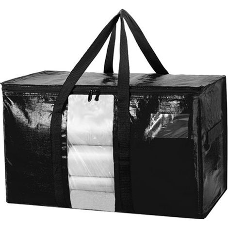 Sac de déménagement, grand sac à bagages tissé imperméable, bleu roi, 1 pièce, noir, 1 pièce - matériau PE neuf (1/5)