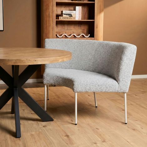 Banc de table arrondi tissu gris 100 cm RIVANO (1/5)