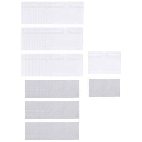 Set di 50 porta-etichette in plastica trasparente, rimovibili con clip per scaffali, ideali per contenitori, stoccaggio ed etichette in cestini. (1/4)