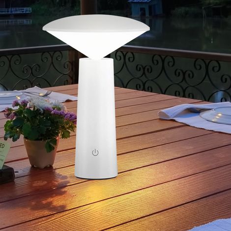 LED Tischleuchte Garten Outdoor Leuchte Batterie Akku Außentischlampe, dimmbar CCT Schaltung  schwenkbar IP44, 2W 200lm 3000K 4750K 6500K , DxH 14x21 cm
