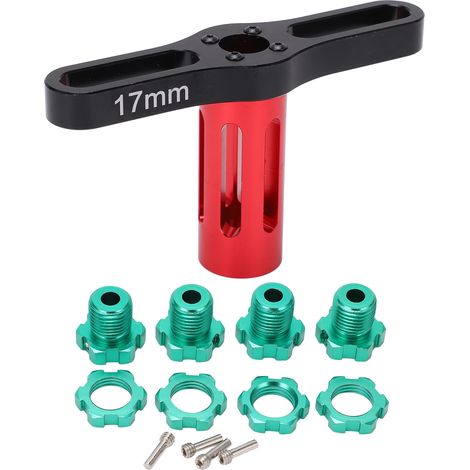 4 Pièces Moyeux de Roue à Écrous Hexagonaux 17mm avec Outil de Démontage pour Traxxas Summit E-REVO 1/10 (Vert) (1/5)