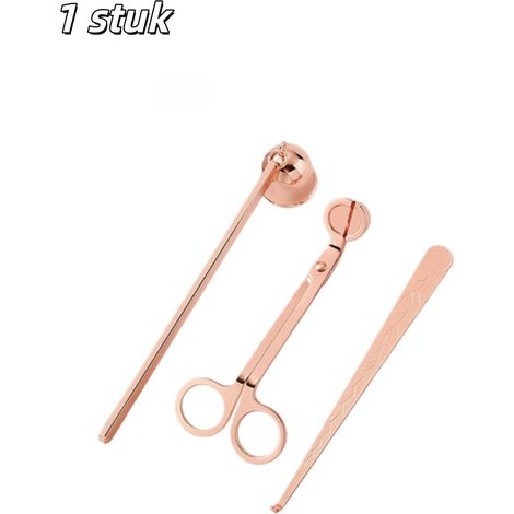 Kit d entretien des bougies avec coupe mèche éteignoir et outil pour tremper la mèche emballage cadeau couleur or rose 1 pièce (1/5)