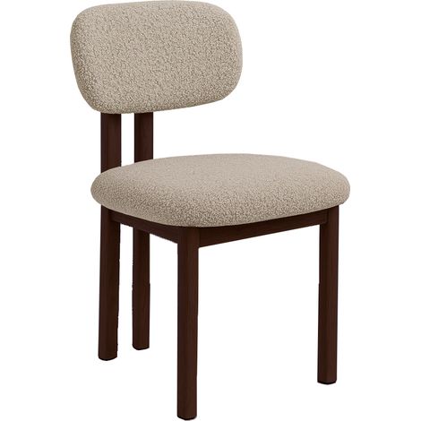 Chaise de salle à manger Japandi Miyo Bouclé Couleur Sable -