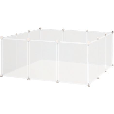 Enclos extérieur, parc à jeux, enclos à 12 panneaux, enclos pour petits animaux, idéal pour les hérissons, les cochons d'Inde, pour une utilisation intérieure et extérieure, 105 x 105 x 45 cm, blanc (1/5)
