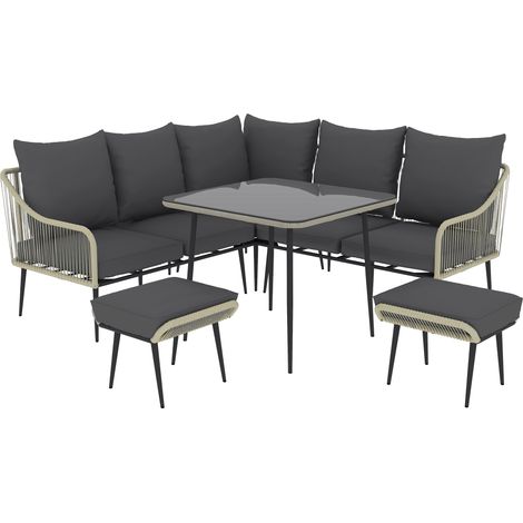 Premium Six-Piece Grey Rattan Garden Sofa Set for Outdoor Comfort and Style (1/5)