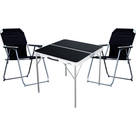 3-teiliges Campingmöbel Set schwarz 80x80x70cm schwarz-MMC330883B+2xMPO2600S (1/4)