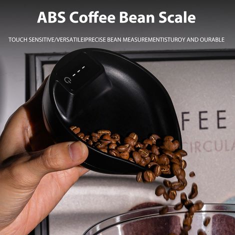 Balance à café électronique de haute précision avec affichage LED et bol rond pour une utilisation en cuisine, couleur noire. (1/5)