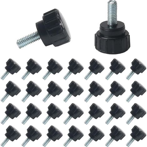 30pcs Vis à Poignée Boutons de Serrage M4 x 10mm Vis de Fixation à Tête Ronde en Plastique