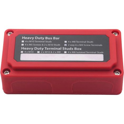Robuster 100-A-Stromverteilerblock mit 12 M4- und M6-Anschlüssen für Pkw, Wohnmobil und Boot (rot) (1/5)