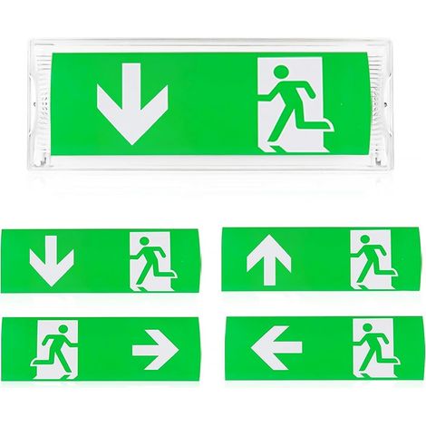 1 Éclairage De Secours LED, IP65, Batterie 3h, 4 Pictogrammes, Panneau De Sortie, Montage Mural