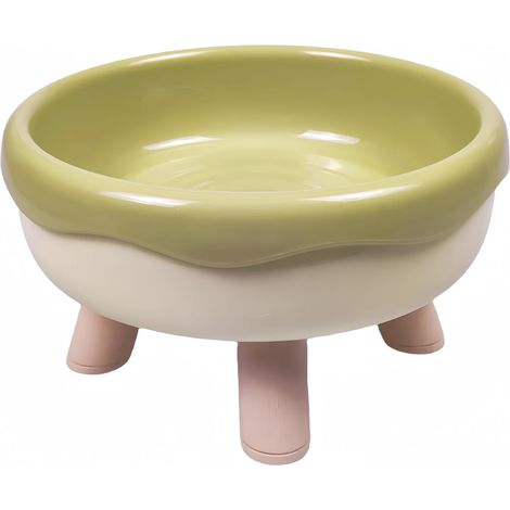 Elevated Cat Bowls, Combined 2 Bowls, Whisker Friendly Bowls for Cat. Sweet Donut Shaped (Green) (1/5)