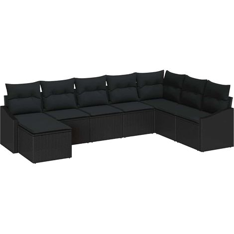 Maison Exclusive - Conjunto de sofá de jardín 8 pcs Negro ratán s