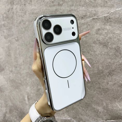 (iPhone 17, Blanc) Étui magnétique Magsafe pour appareil photo iPhone, résistant aux chocs et aux chutes.