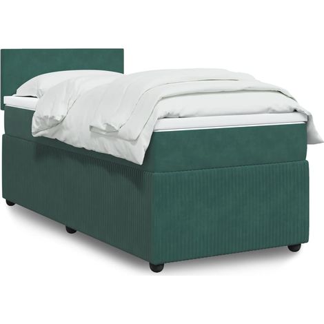 Cama box spring con colchón terciopelo verde oscuro 90x190 cm vidaXL (1/5)