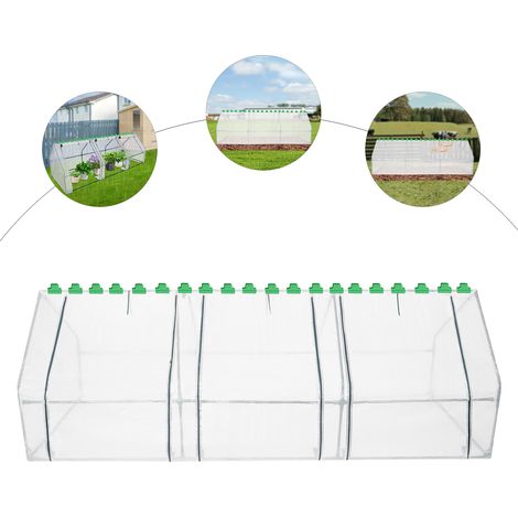 Serre de jardin tunnel de culture 270 × 90 × 90 cm, bâche PE, protection contre le gel et les intempéries, pour légumes, plantes, fruits et fleurs (1/5)