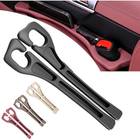 2er-Pack schwarze Autositz-Spaltfüller mit Gurtlöchern für Limousinen, SUVs und LKWs, verhindern das Herausfallen (1/5)
