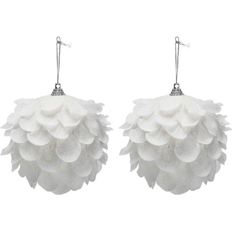 GARRYFIZH Décorations de sapin de Noël, pétales, paillettes, boules en mousse, boules de Noël blanches comme neige, décorations à suspendre (1/5)