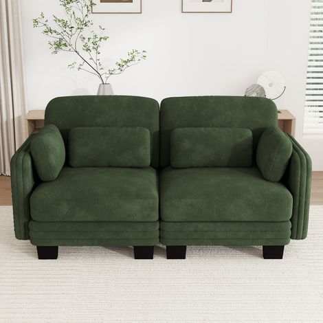 Modulares 2-Sitzer-Sofa aus Chenille mit beweglichen Kissen, 176 x 88 x 88 cm, Grün REDOM (1/5)