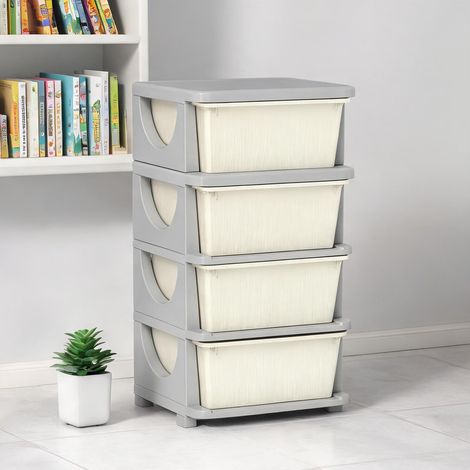 Tour de rangement enfant 4 tiroirs plastique PP 37 x 37 x 76 cm (1/5)