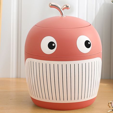 Petite poubelle baleine, mini, mignonne et lumineuse, de luxe, portable et multifonctionnelle, idéale pour le bureau ou la table basse, rose sakura. (1/5)