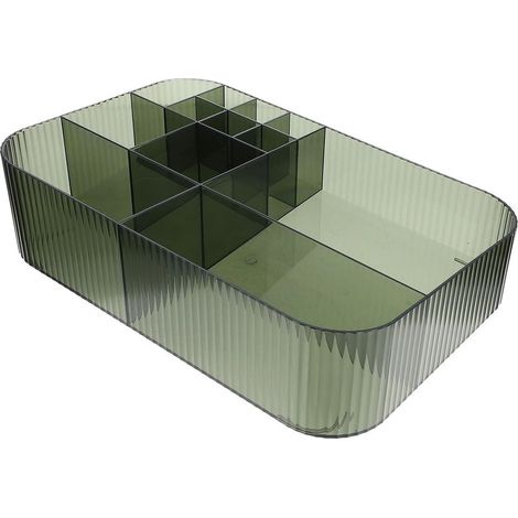Organisateur de maquillage, boîte de rangement cosmétique avec compartiments multiples pour rouges à lèvres, organisateur de bureau en plastique vert (1/5)