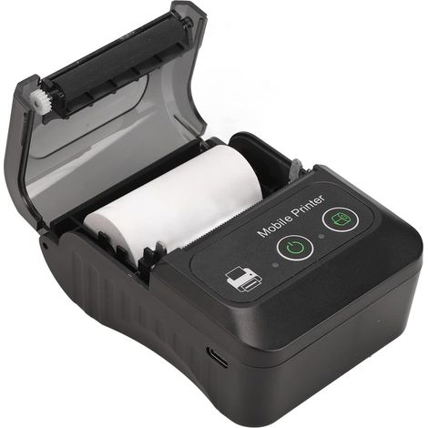 Imprimante D'étiquettes Thermiques Bluetooth sans Fil, Imprimante à Papier Thermique de 58 Mm de Largeur, Imprimante D'étiquettes D'expédition avec Impression de 50 à 80 Mm/s, Multilingue, 2 Boutons,
