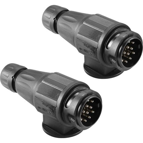 Fiche 13Broches Remorque,2Pièces Prise Mâle Attelage13Broches 12v,Adaptateur Prise Mâle Remorque Camion 13broches,Étanche Prise Attelage Male 13broches pour Voiture,Caravane (1/5)