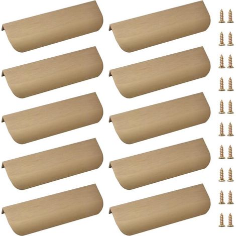 Tiradores invisibles para cajones y armarios - Paquete de 10 - 120 mm - Aleación de aluminio - Bronce