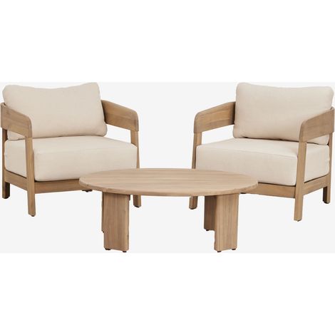 Conjunto de jardín con 2 sillones y mesa de centro en madera de acacia Uleno SKLUM              (1/5)