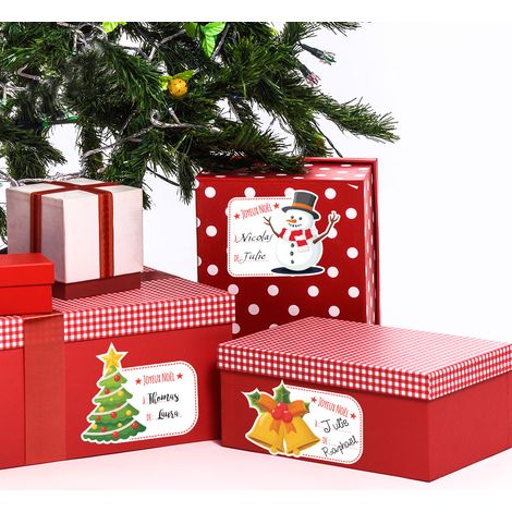 Sticker Noël 4 étiquettes pour cadeaux - Autocollants stickers adhésifs noël - décoration fêtes - 15x20cm (1/5)