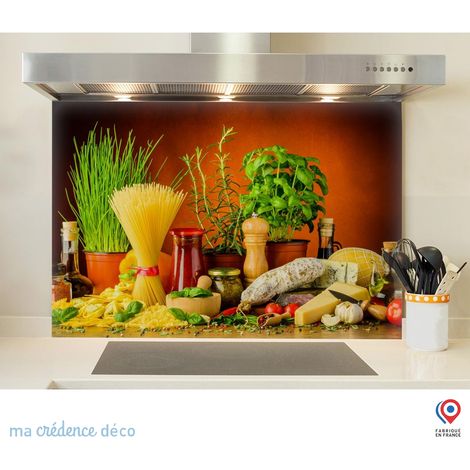 Fond de hotte : Cuisine italienne authentique - Verre trempé - 45 cm - 90 cm