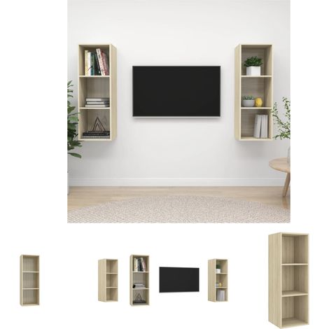 The Living Store TV-Wandschränke 2 Stk. Sonoma-Eiche Holzwerkstoff - TV-Möbel (1/5)