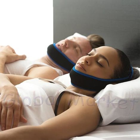 Anti-ronflement jugulaire Bandeau bande élastique pour mieux dormir Bleu 003 (1/3)