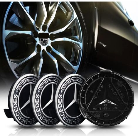 4 pièces Cache Moyeux pour Mercedes-Benz 75mm Cache Moyeu Aluminium+ABS Cache de Roue Centrale ABS Accessoires de Voiture (1/3)