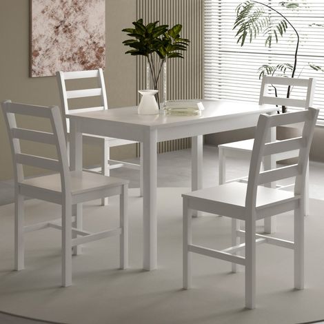 Holcombe 4 seater wooden dining set all white