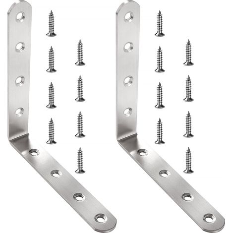 2 Pièces 125x125x20x3 mm Equerre Fixation Forme de L Équerre, Équerre de Coin en Acier Inox, Support de 90 Degrés, Support Angle Droit, avec 16 Pièces Vis, pour Bois Meubles Placard (1/5)