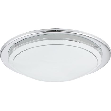 Lampe de plafond, 1 applique murale à flamme, plafonnier en acier, couleur : chrome, verre : blanc laqué, douille : E27 (1/5)