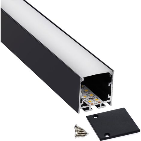 KIT - Perfil aluminio VART SUSPEND 1 metro, negro con cubierta blanca