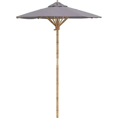 Parasol, Matériau en Bambou, Utilisation Extérieure, GRIS (1/2)