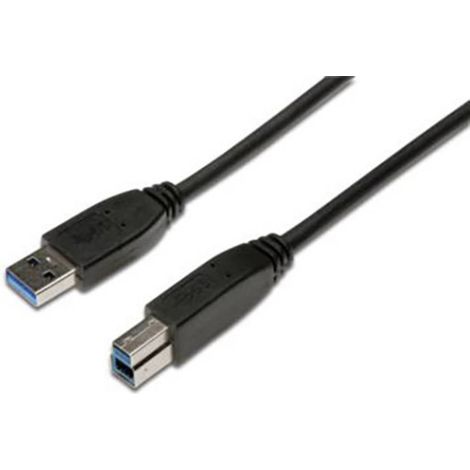 Digitus Câble USB USB 3.2 Gen1 USB-A mâle, USB-B mâle 1.80 m noir rond, blindage triple AK-300115-01 (1/4)