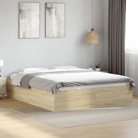 Bettgestell Sonoma-Eiche 150x200 cm Holzwerkstoff (1/5)
