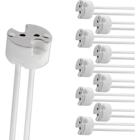 GU5.3-Fassung mit Silikonkabel, 12–250 V, max. 2 A, 100 W, MR16 GU5.3-Keramiksockel, GU5.3-, G4-, GU4- und G6.35-Fassung für LED-Halogenstrahler, 10er-Packung (1/5)