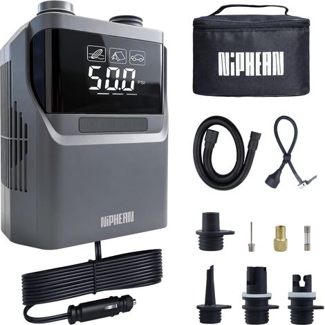 Portable Electric Inflator with 12V Cable (Extra Long) 300 cm, Sup 50 PSI Electric Pump for Inflatable Mattress and Car, Tyre Inflator for Inflating (1/5)