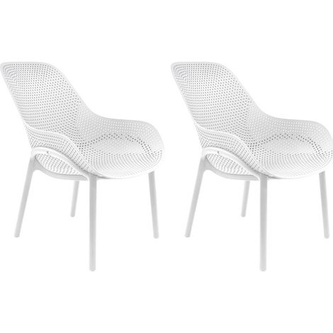 MONICA - Lot de 2 Fauteuils Coque Plastique Blanche (1/5)