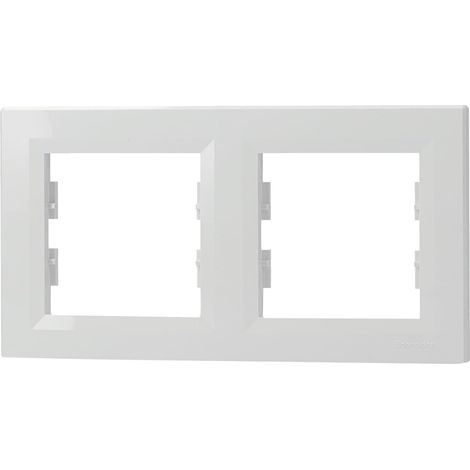 Schneider Electric Asfora EPH5800221D - Cornice orizzontale a 2 scomparti per presa e interruttore, colore: Bianco (1/2)