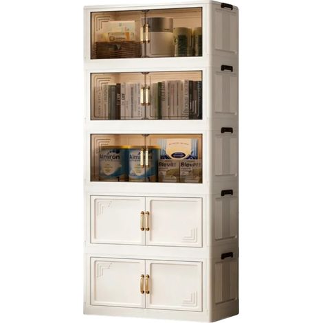 Cajas de almacenamiento, diseño apilable, plegables para mayor comodidad, BLANCO (1/2)