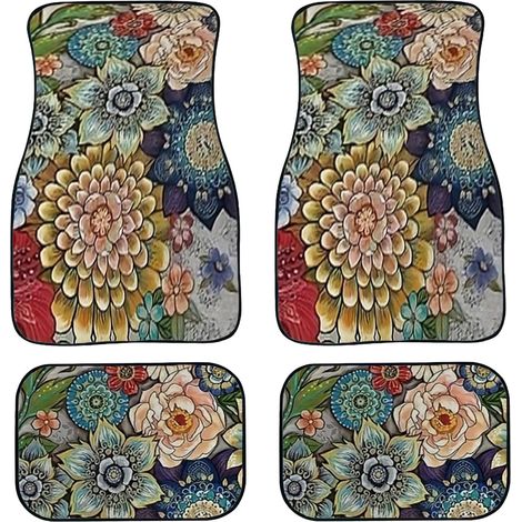Alfombrillas para coche, alfombrillas delanteras y traseras para todo tipo de clima, juego de 4 piezas, moqueta para coches, camiones y sedanes. (1/4)