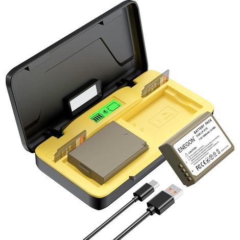 Kit Chargeur LP-E10 avec 2 Batteries Rechargeables 1680mAh Charge rapide 20W avec emplacement de stockage carte SD, adapté à EOS 1100D/1200D/1300D/2000D/4000D, Rebel T3/T5/T6/T7 (1/5)