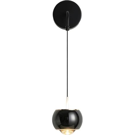 Lumière murale de chevet sphérique, application murale à balle en aluminium avec finition noire en perle en aluminium, lampe murale de montage à tête unique, lumières murales à LED modernes, lampes mu (1/5)